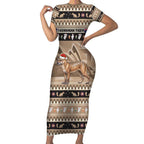 Aussie Tasmanian Tiger Short Sleeve Bodycon Dress Merry Christmas