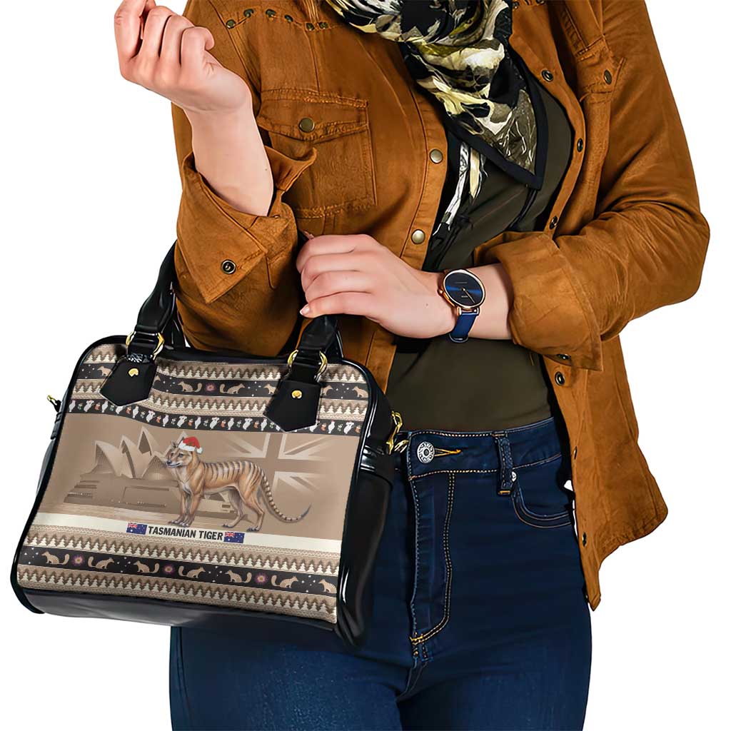 Aussie Tasmanian Tiger Shoulder Handbag Merry Christmas