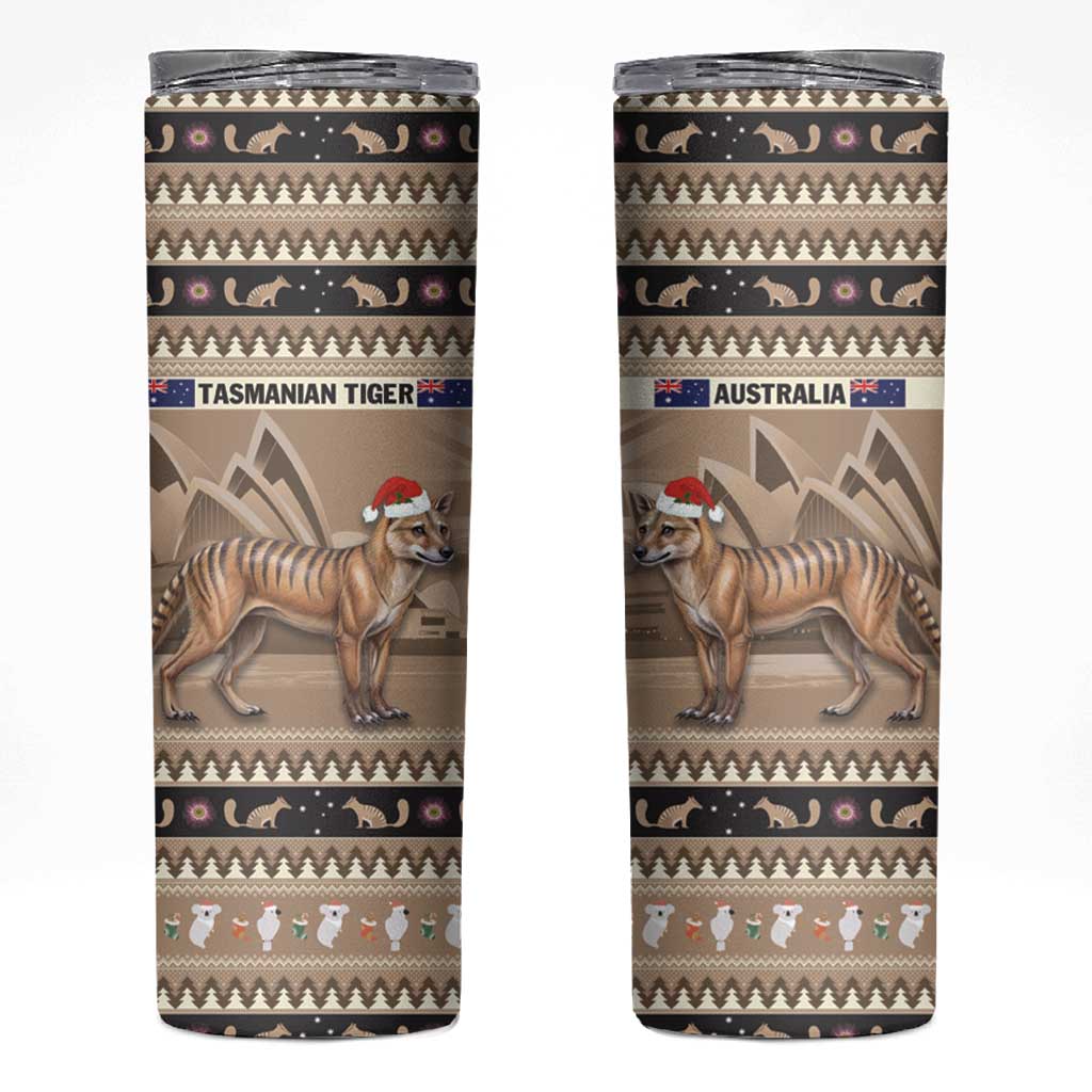 Aussie Tasmanian Tiger Skinny Tumbler Merry Christmas