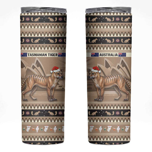 Aussie Tasmanian Tiger Skinny Tumbler Merry Christmas