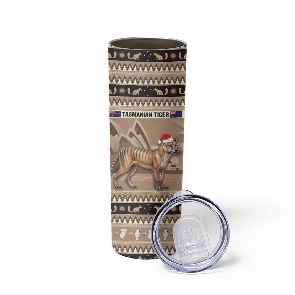 Aussie Tasmanian Tiger Skinny Tumbler Merry Christmas