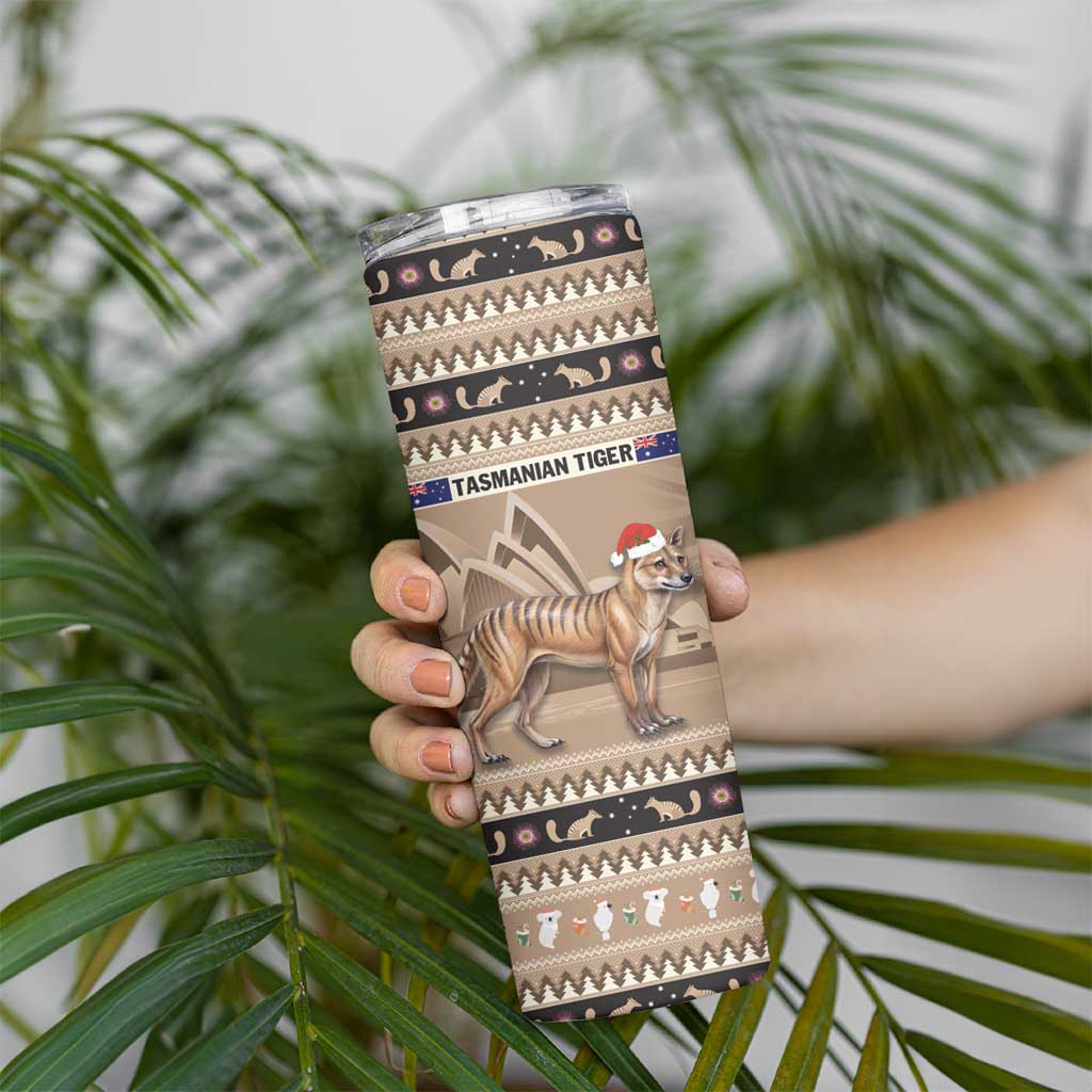 Aussie Tasmanian Tiger Skinny Tumbler Merry Christmas