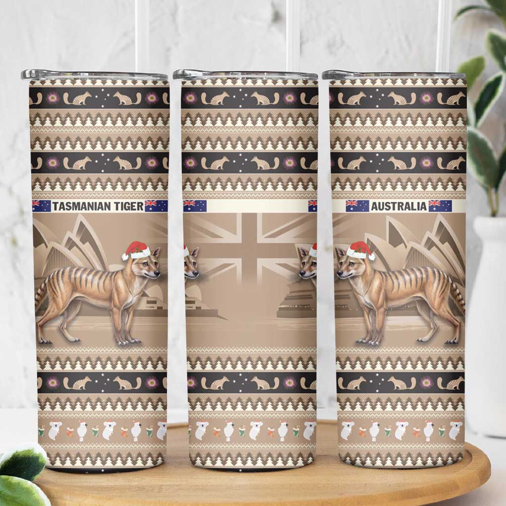 Aussie Tasmanian Tiger Skinny Tumbler Merry Christmas