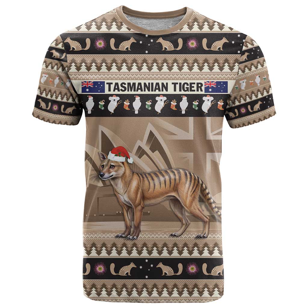 Aussie Tasmanian Tiger T Shirt Merry Christmas