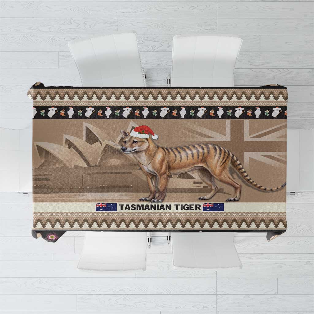 Aussie Tasmanian Tiger Tablecloth Merry Christmas