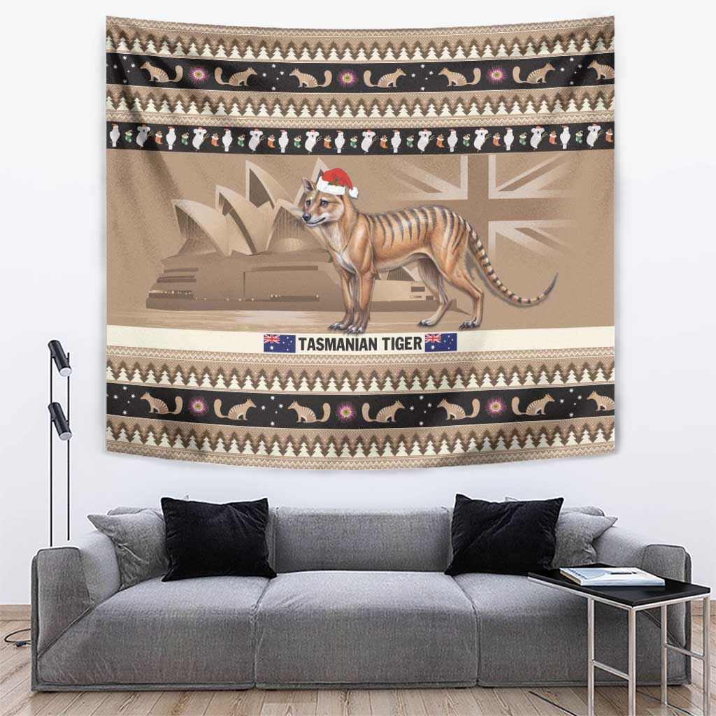 Aussie Tasmanian Tiger Tapestry Merry Christmas