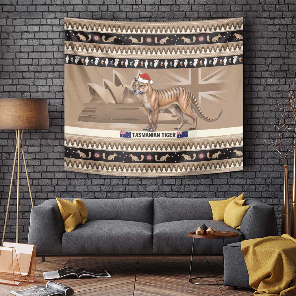 Aussie Tasmanian Tiger Tapestry Merry Christmas