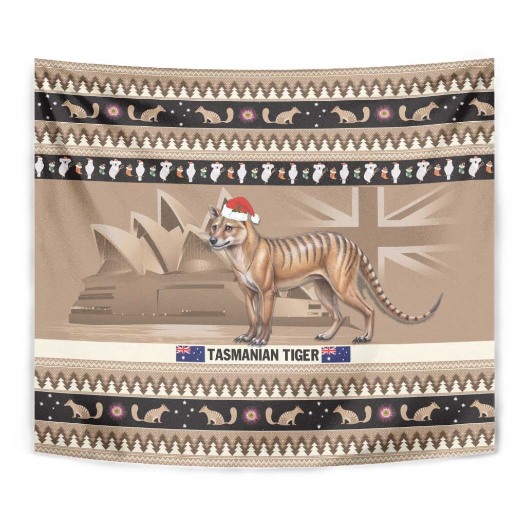 Aussie Tasmanian Tiger Tapestry Merry Christmas