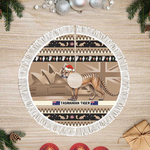 Aussie Tasmanian Tiger Tree Skirt Merry Christmas