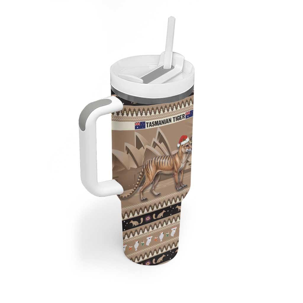 Aussie Tasmanian Tiger Tumbler With Handle Merry Christmas