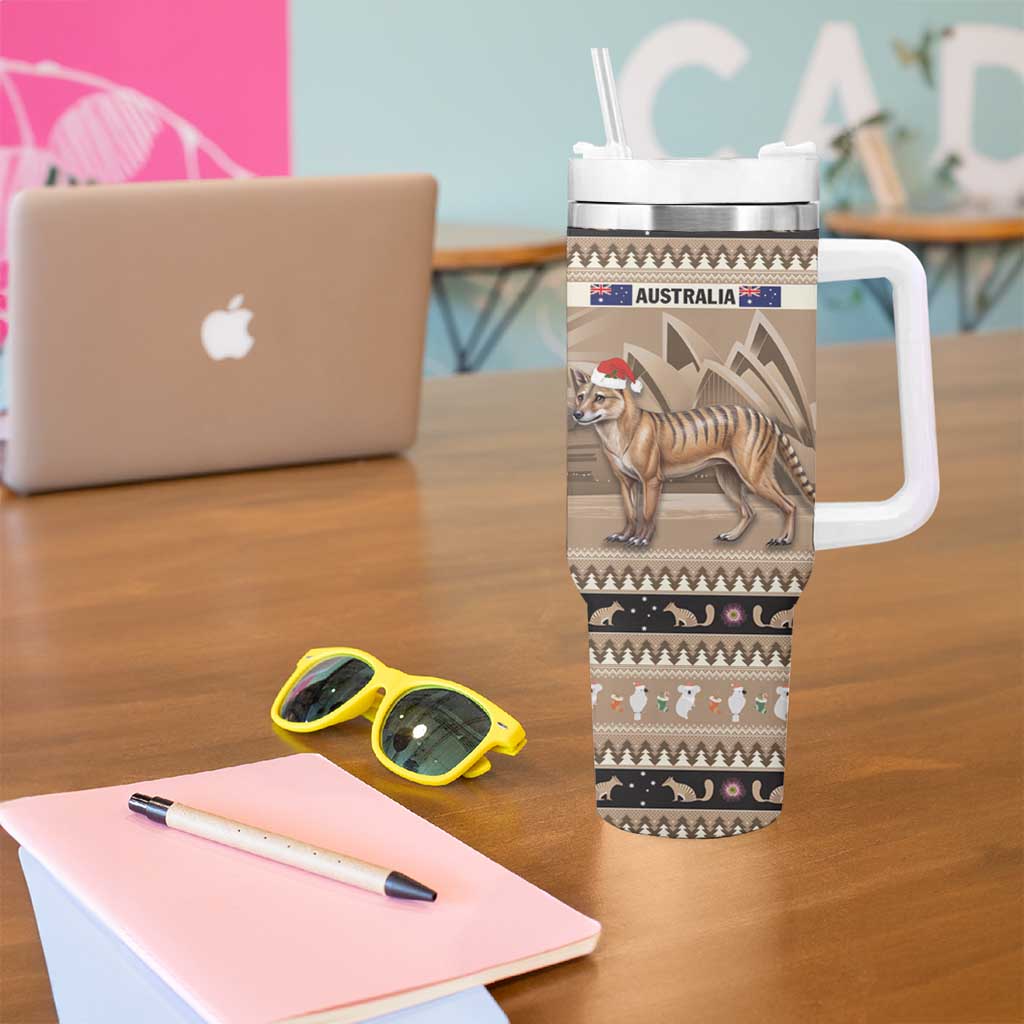 Aussie Tasmanian Tiger Tumbler With Handle Merry Christmas