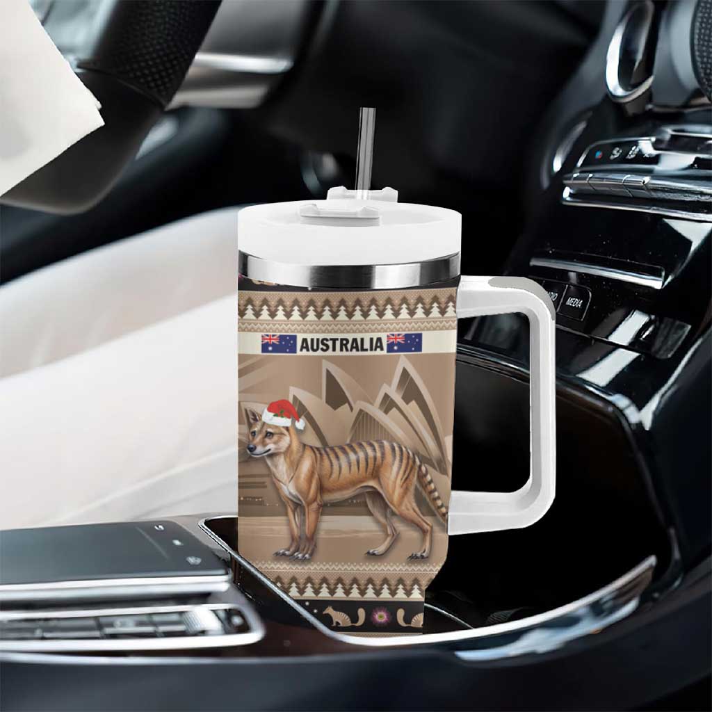 Aussie Tasmanian Tiger Tumbler With Handle Merry Christmas