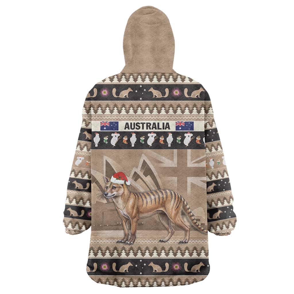 Aussie Tasmanian Tiger Wearable Blanket Hoodie Merry Christmas