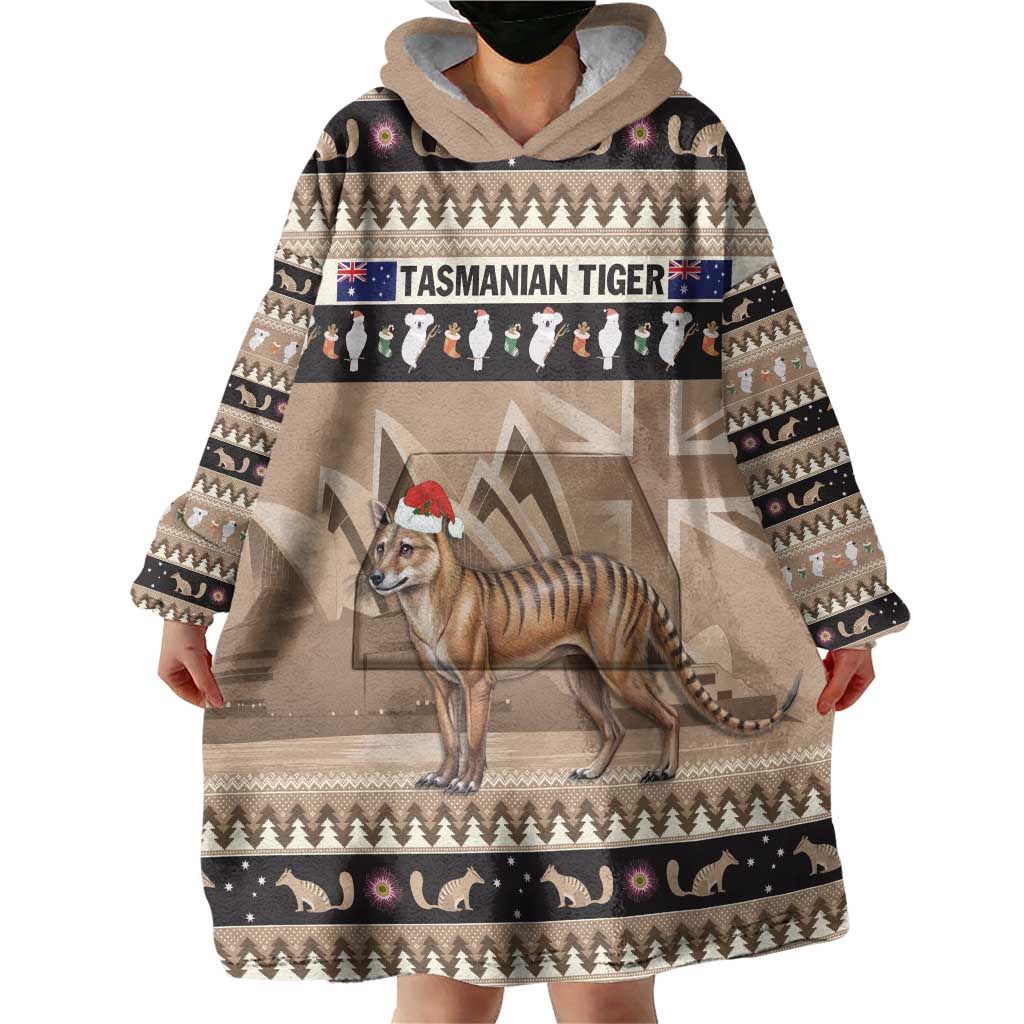 Aussie Tasmanian Tiger Wearable Blanket Hoodie Merry Christmas