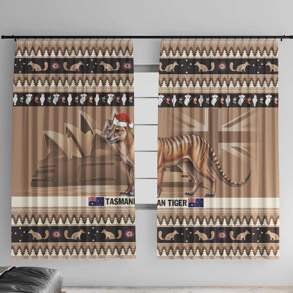 Aussie Tasmanian Tiger Window Curtain Merry Christmas