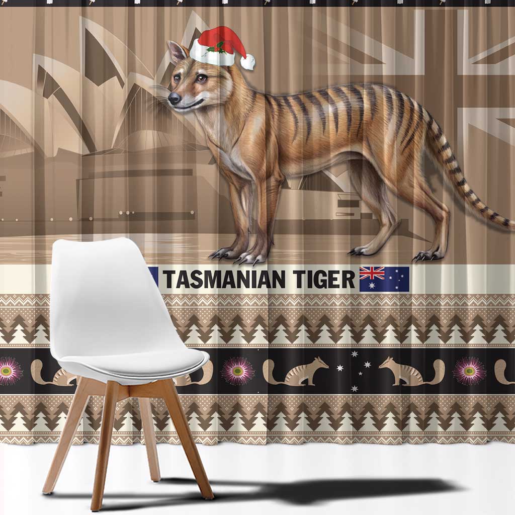 Aussie Tasmanian Tiger Window Curtain Merry Christmas