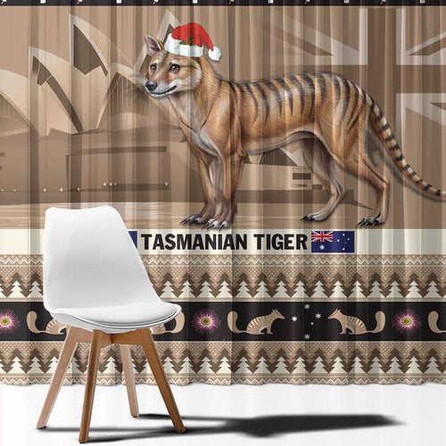 Aussie Tasmanian Tiger Window Curtain Merry Christmas