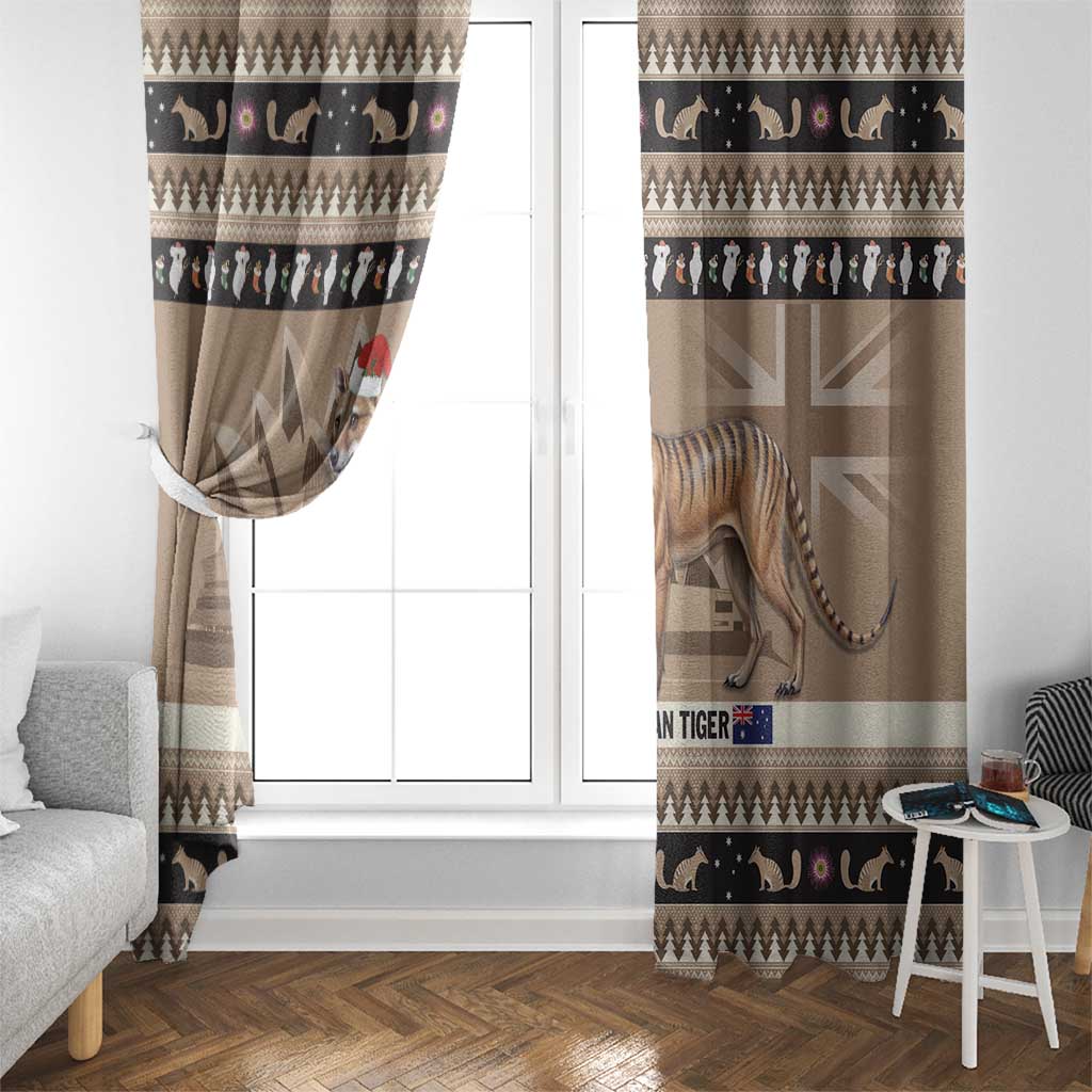 Aussie Tasmanian Tiger Window Curtain Merry Christmas