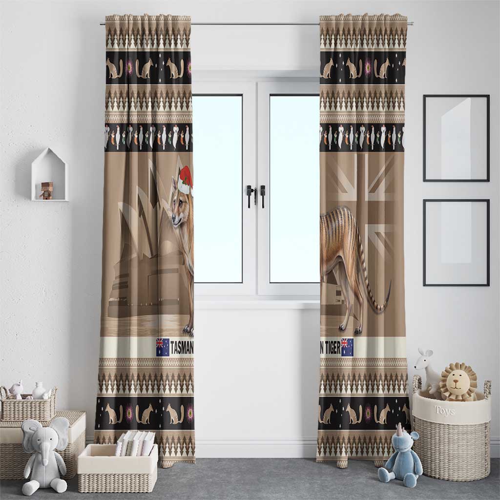 Aussie Tasmanian Tiger Window Curtain Merry Christmas