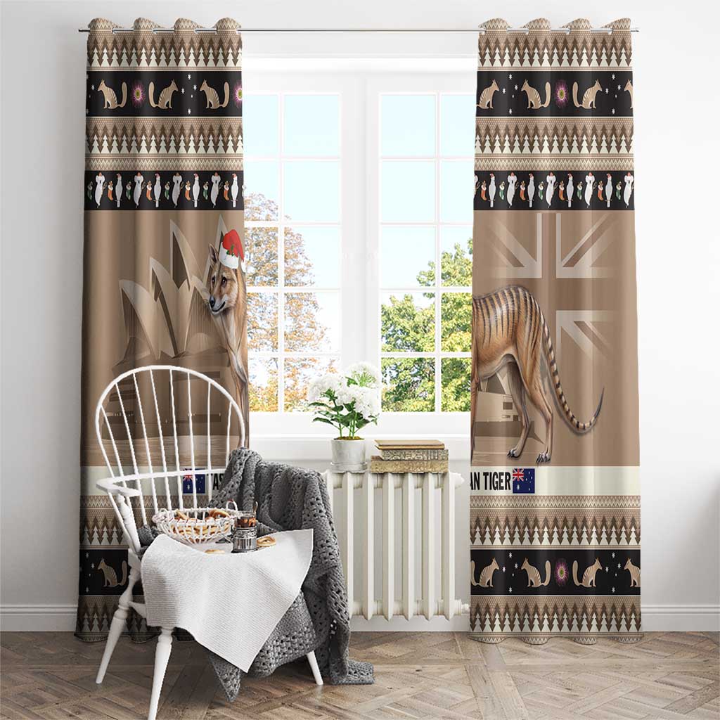 Aussie Tasmanian Tiger Window Curtain Merry Christmas