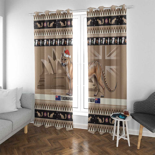 Aussie Tasmanian Tiger Window Curtain Merry Christmas