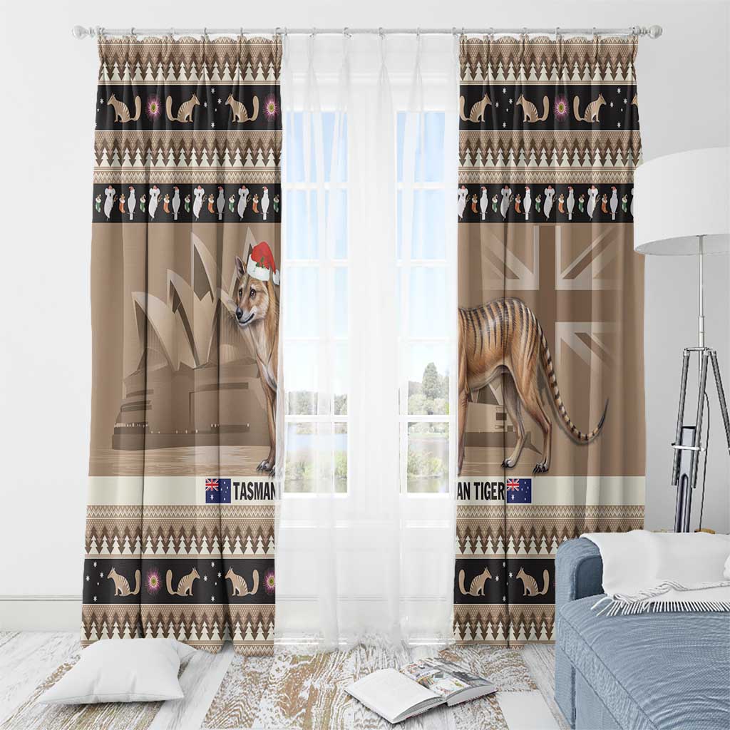 Aussie Tasmanian Tiger Window Curtain Merry Christmas