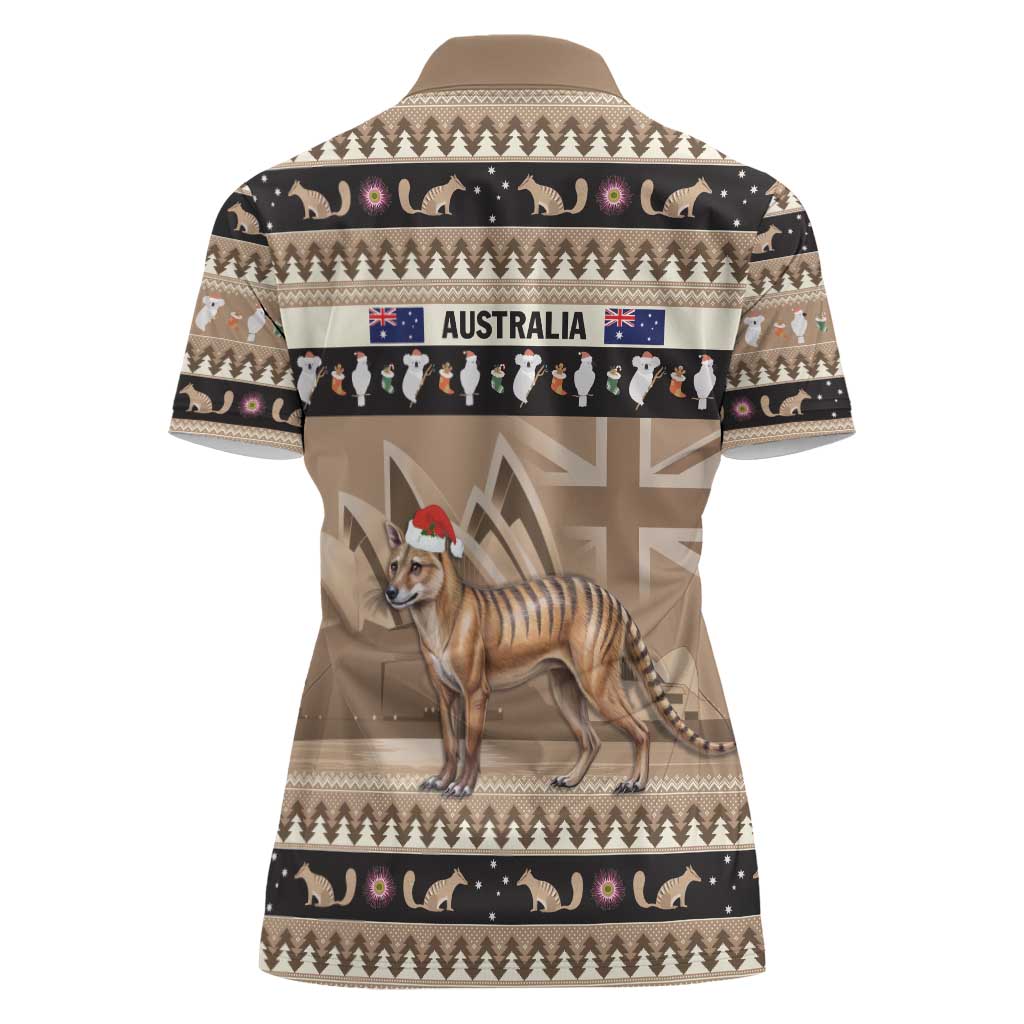 Aussie Tasmanian Tiger Women Polo Shirt Merry Christmas