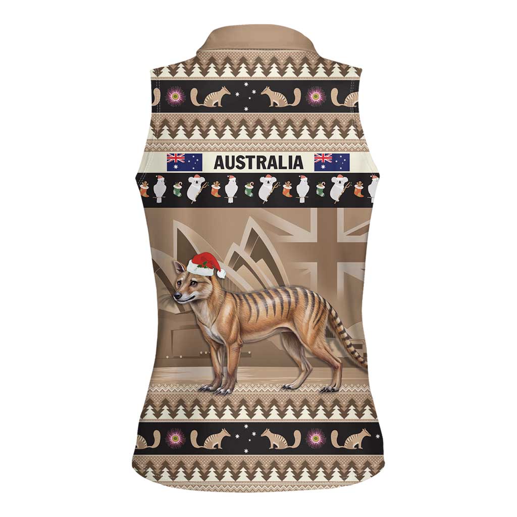 Aussie Tasmanian Tiger Women Sleeveless Polo Shirt Merry Christmas