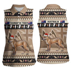 Aussie Tasmanian Tiger Women Sleeveless Polo Shirt Merry Christmas