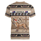 Aussie Tasmanian Tiger Women V-Neck T-Shirt Merry Christmas