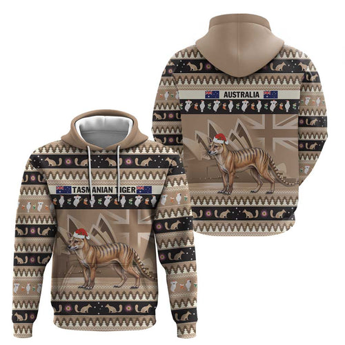 Aussie Tasmanian Tiger Zip Hoodie Merry Christmas