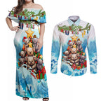 personalised-australia-koala-christmas-couples-matching-off-shoulder-maxi-dress-and-long-sleeve-button-shirt-merry-and-bright-breaking-wave