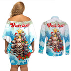 personalised-australia-koala-christmas-couples-matching-off-shoulder-short-dress-and-long-sleeve-button-shirt-merry-and-bright-breaking-wave