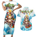 personalised-australia-koala-christmas-couples-matching-short-sleeve-bodycon-dress-and-hawaiian-shirt-merry-and-bright-breaking-wave