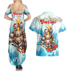 personalised-australia-koala-christmas-couples-matching-summer-maxi-dress-and-hawaiian-shirt-merry-and-bright-breaking-wave
