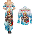 personalised-australia-koala-christmas-couples-matching-summer-maxi-dress-and-long-sleeve-button-shirt-merry-and-bright-breaking-wave