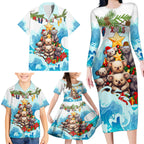 personalised-australia-koala-christmas-family-matching-long-sleeve-bodycon-dress-and-hawaiian-shirt-merry-and-bright-breaking-wave