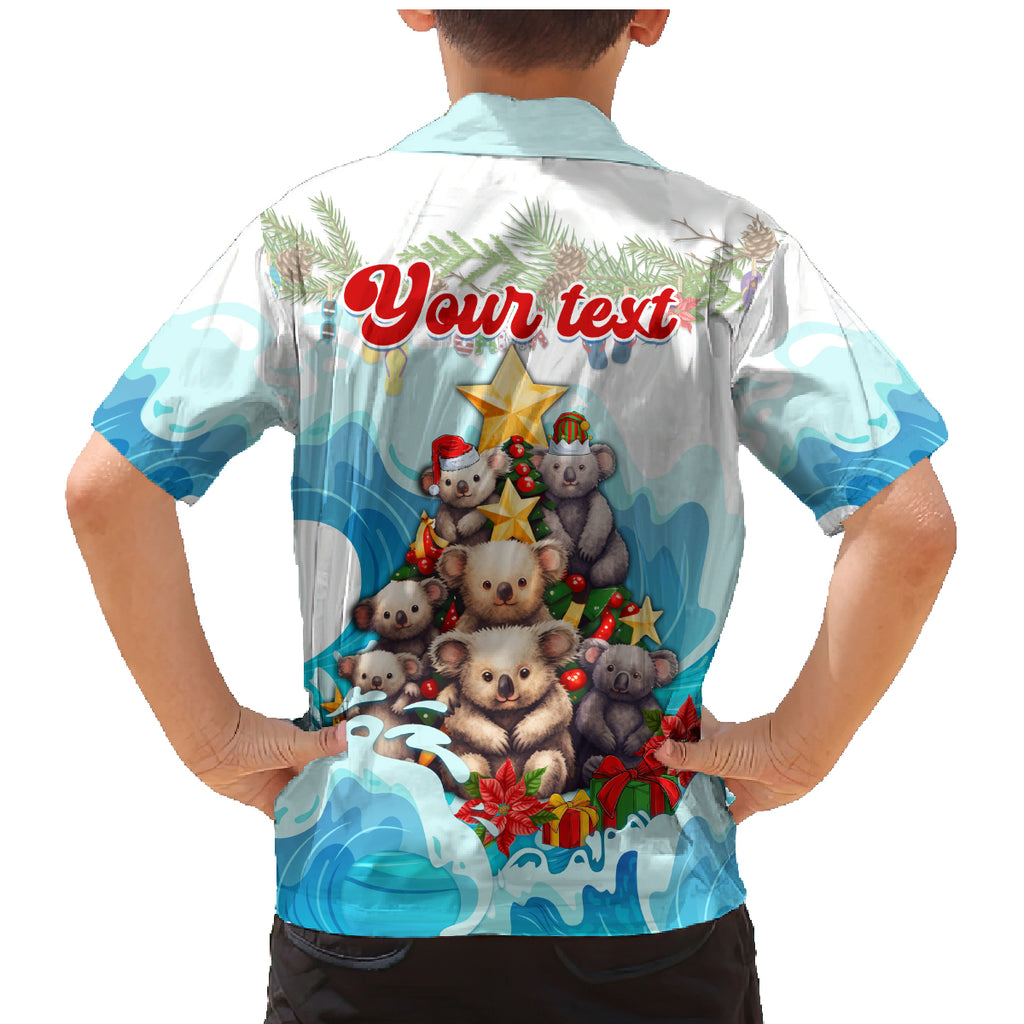 personalised-australia-koala-christmas-family-matching-mermaid-dress-and-hawaiian-shirt-merry-and-bright-breaking-wave