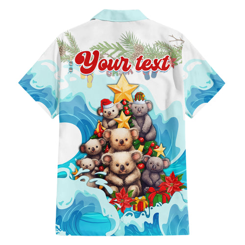 personalised-australia-koala-christmas-family-matching-short-sleeve-bodycon-dress-and-hawaiian-shirt-merry-and-bright-breaking-wave