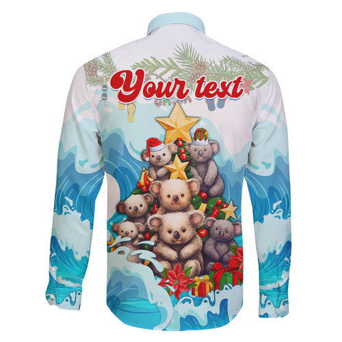personalised-australia-koala-christmas-family-matching-tank-maxi-dress-and-hawaiian-shirt-merry-and-bright-breaking-wave