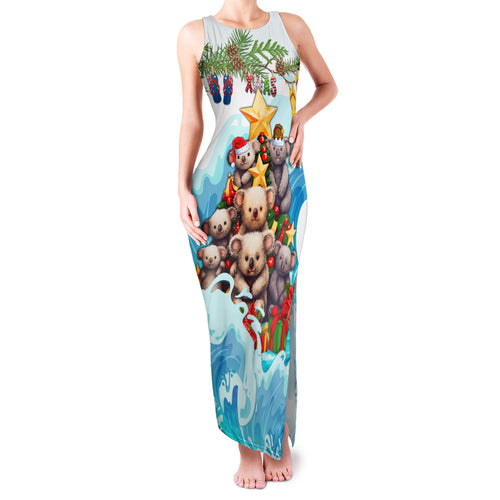 personalised-australia-koala-christmas-family-matching-tank-maxi-dress-and-hawaiian-shirt-merry-and-bright-breaking-wave