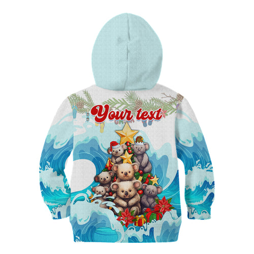 personalised-australia-koala-christmas-kid-hoodie-merry-and-bright-breaking-wave