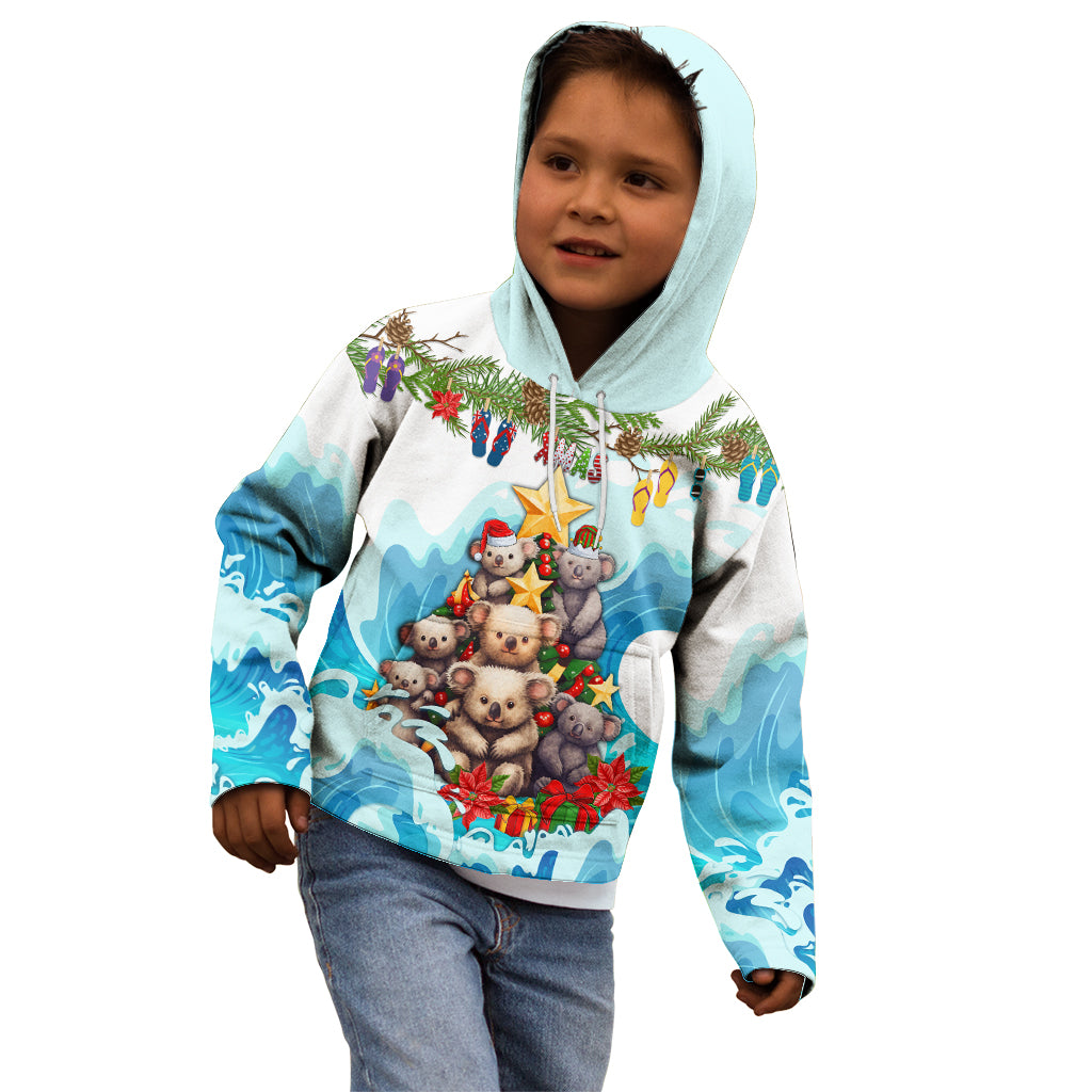 personalised-australia-koala-christmas-kid-hoodie-merry-and-bright-breaking-wave