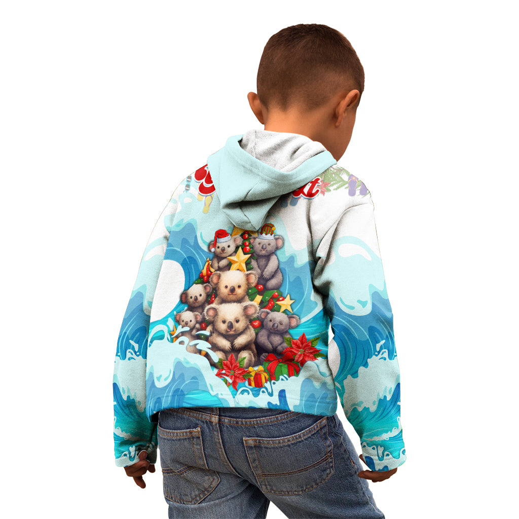 personalised-australia-koala-christmas-kid-hoodie-merry-and-bright-breaking-wave