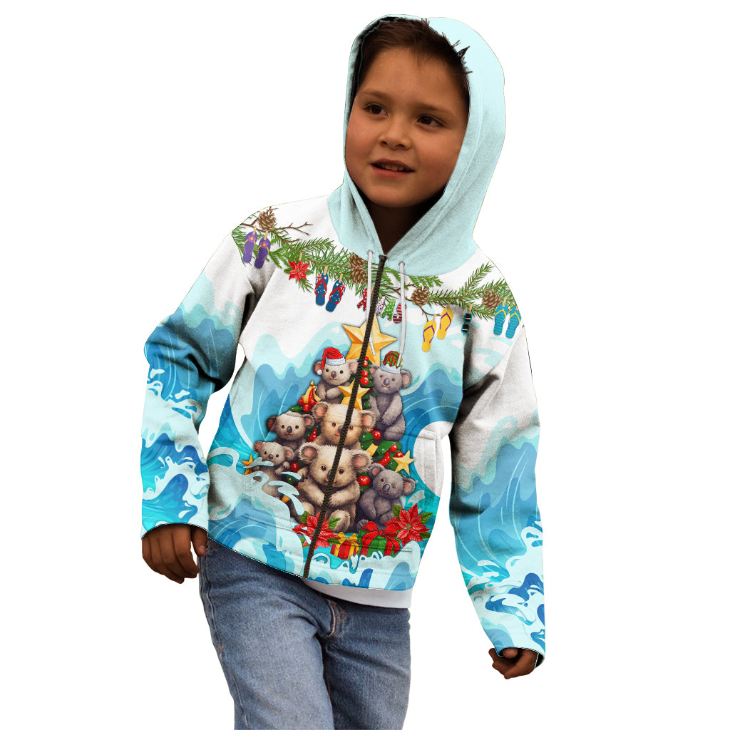 personalised-australia-koala-christmas-kid-hoodie-merry-and-bright-breaking-wave