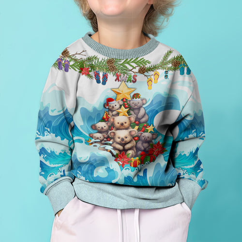 personalised-australia-koala-christmas-kid-ugly-christmas-sweater-merry-and-bright-breaking-wave
