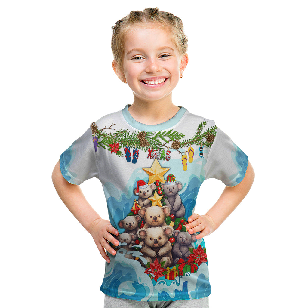 personalised-australia-koala-christmas-kid-t-shirt-merry-and-bright-breaking-wave