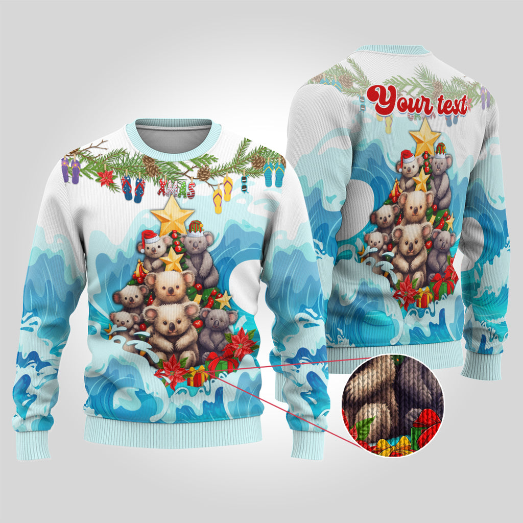 personalised-australia-koala-christmas-ugly-christmas-sweater-merry-and-bright-breaking-wave