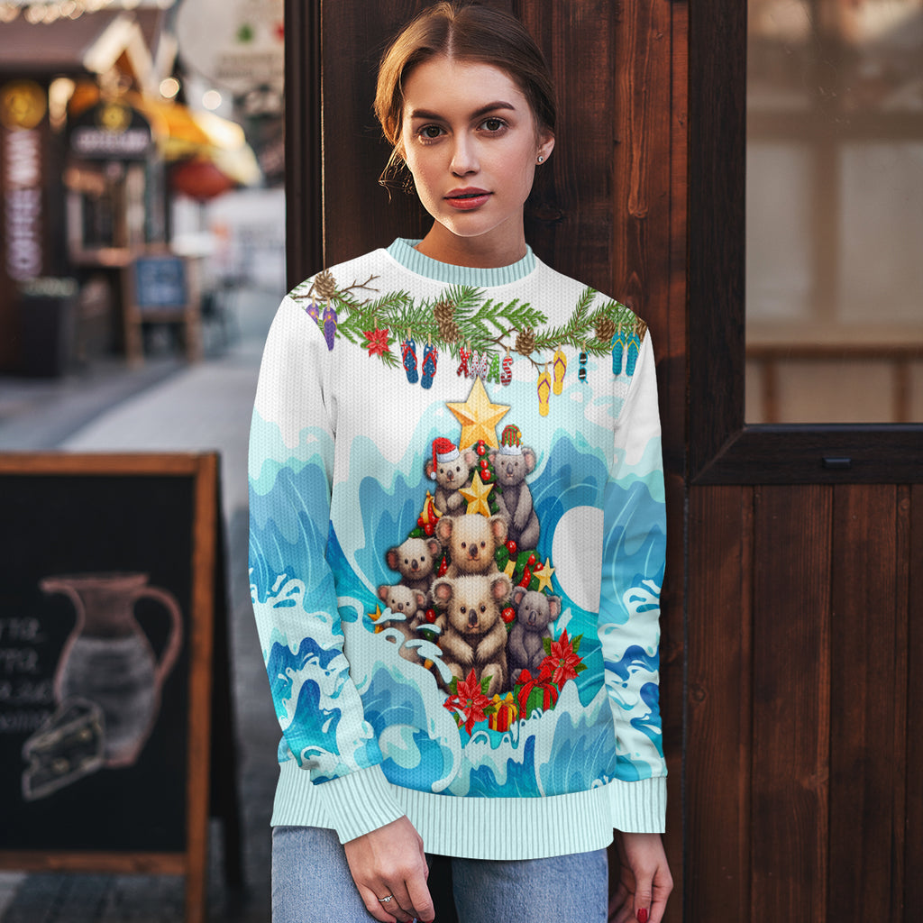 personalised-australia-koala-christmas-ugly-christmas-sweater-merry-and-bright-breaking-wave