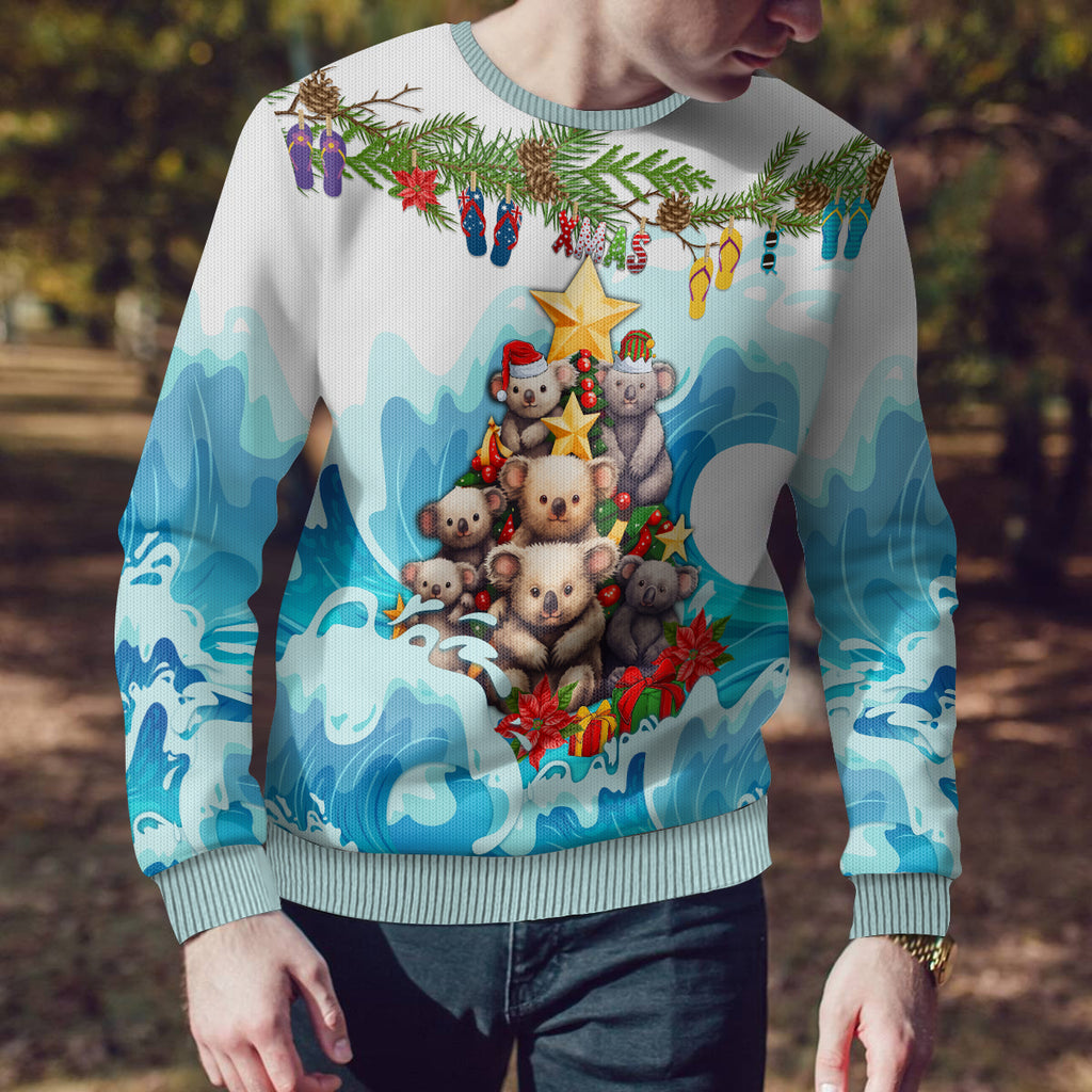 personalised-australia-koala-christmas-ugly-christmas-sweater-merry-and-bright-breaking-wave